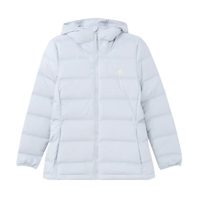 (Women) adidas Light Blue Logo Printed Hooded Down Jacket. GQ7133