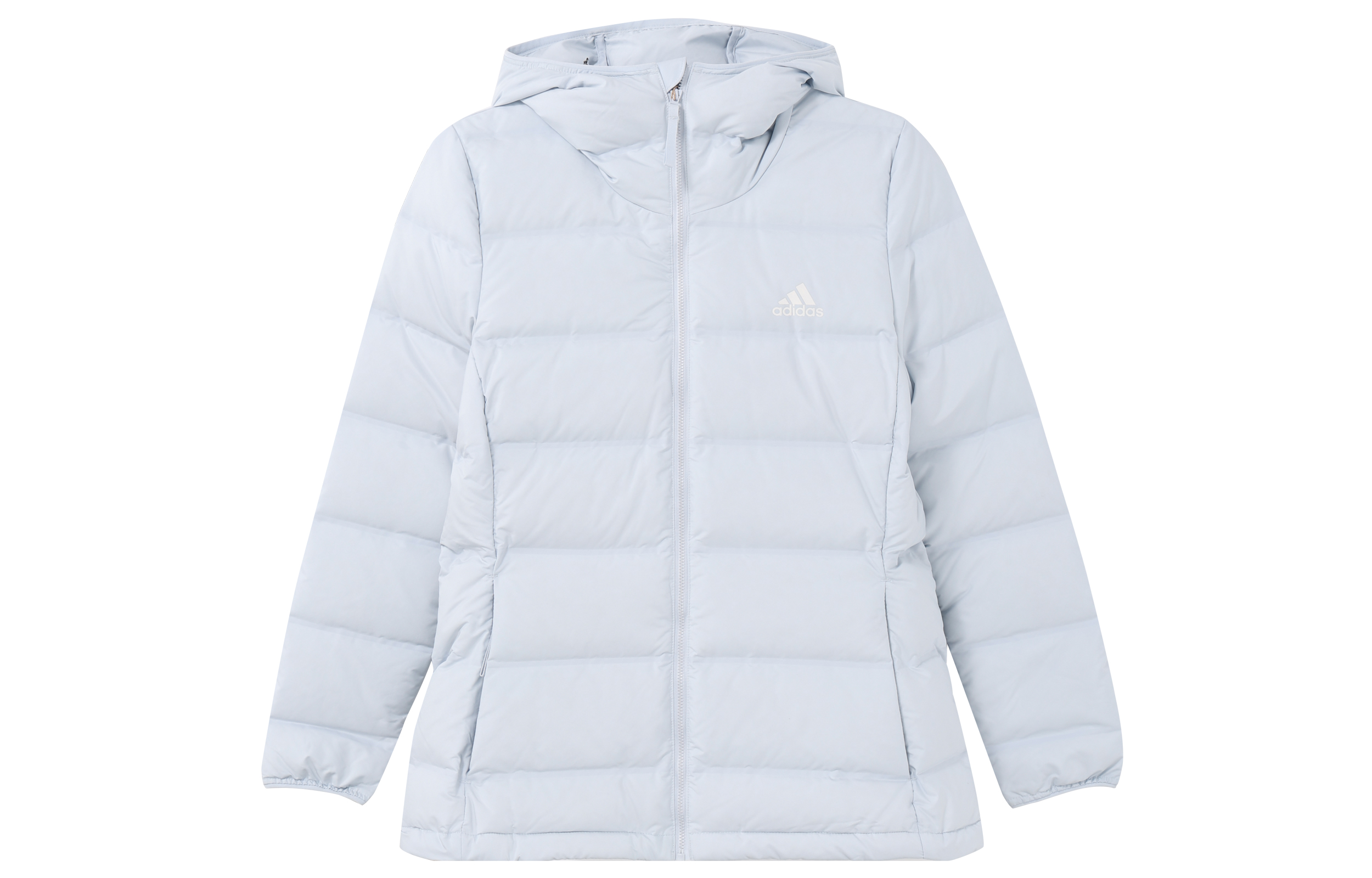 (Women) adidas  Light Blue Logo Printed Hooded Down Jacket. GQ7133 圖 2
