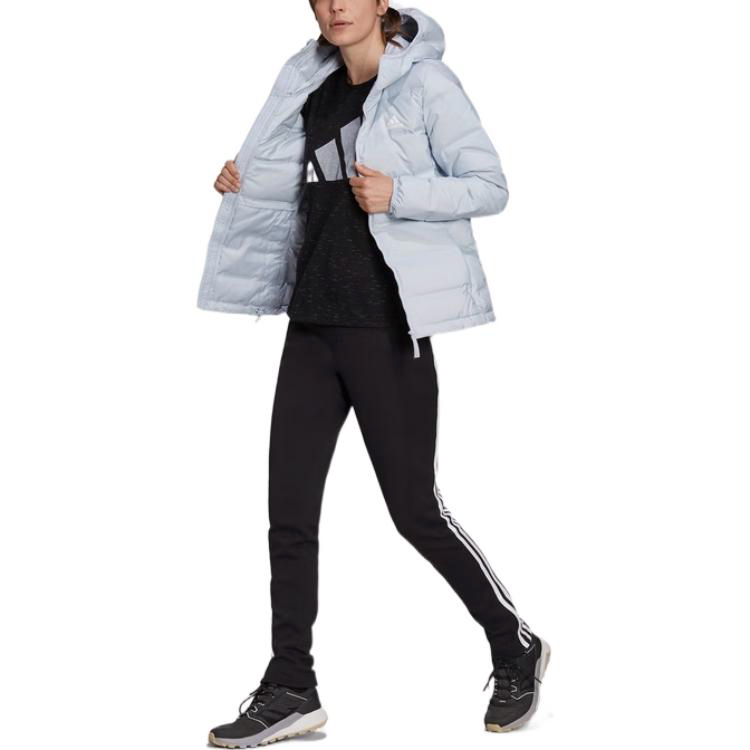 (Women) adidas  Light Blue Logo Printed Hooded Down Jacket. GQ7133 圖 4