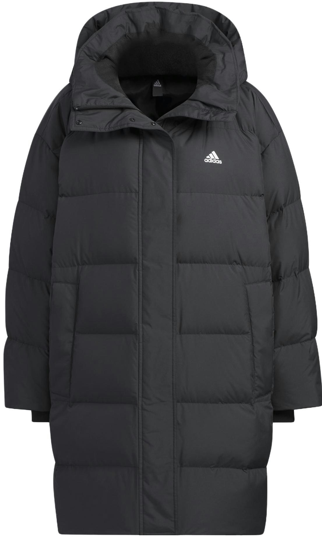 women-adidas-long-printed-hooded-down-jacket-black-winter-windproof-casual-iv-7556
