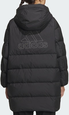 (W) Chaqueta Larga Negra adidas con Capucha y Estampado - Invierno Casual a Prueba de Viento. IV7556 Shop (W) Chaqueta Larga Negra adidas con Capucha y Estampado - Invierno Casual a Prueba de Viento. IV7556