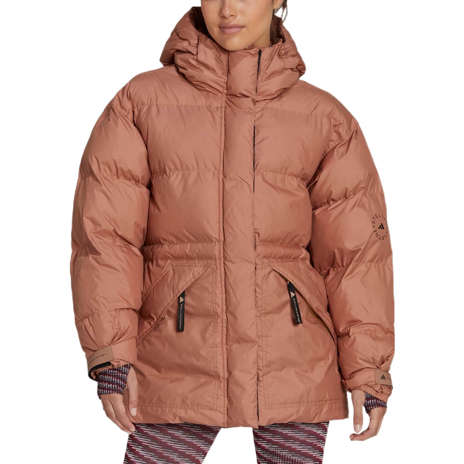 (Women) adidas  Pink Logo Print Long Sleeve Puffer Jacket with Hidden Zipper Hoodie HG6892 圖 4