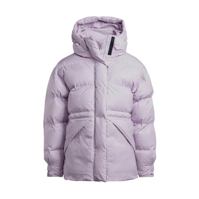 (Women) adidas Purple Puffer Jacket with Hidden Zipper and Hood. HI6080