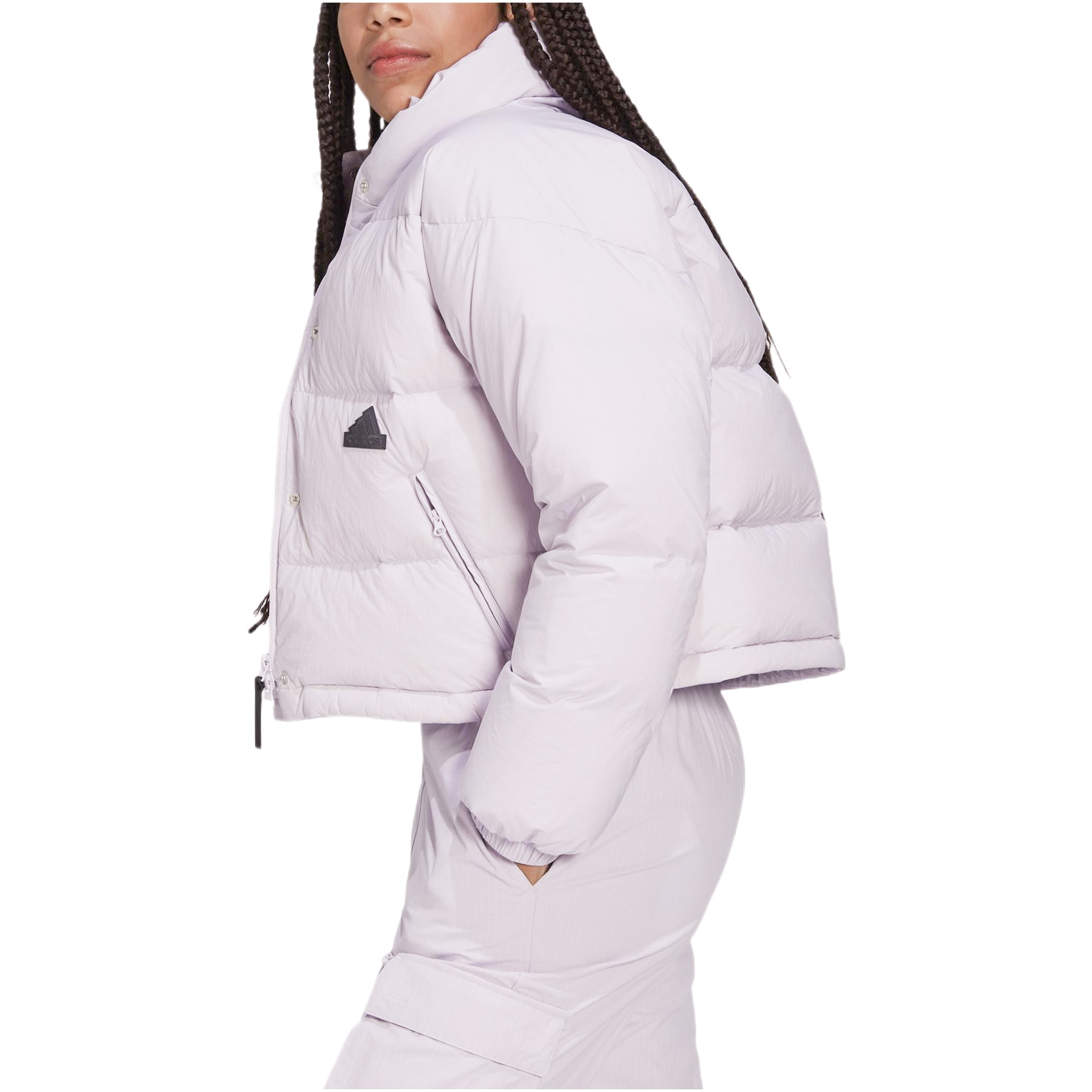 (Women) adidas  Purple Solid Logo Stand Collar Short Down Jacket. HM2902 圖 5