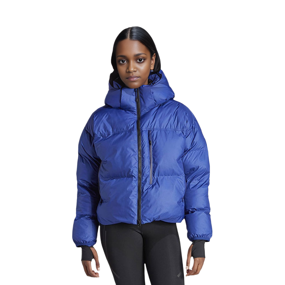 (Women) adidas  Solid Blue Hooded Zip-Up Puffer Jacket IL9615 圖 3