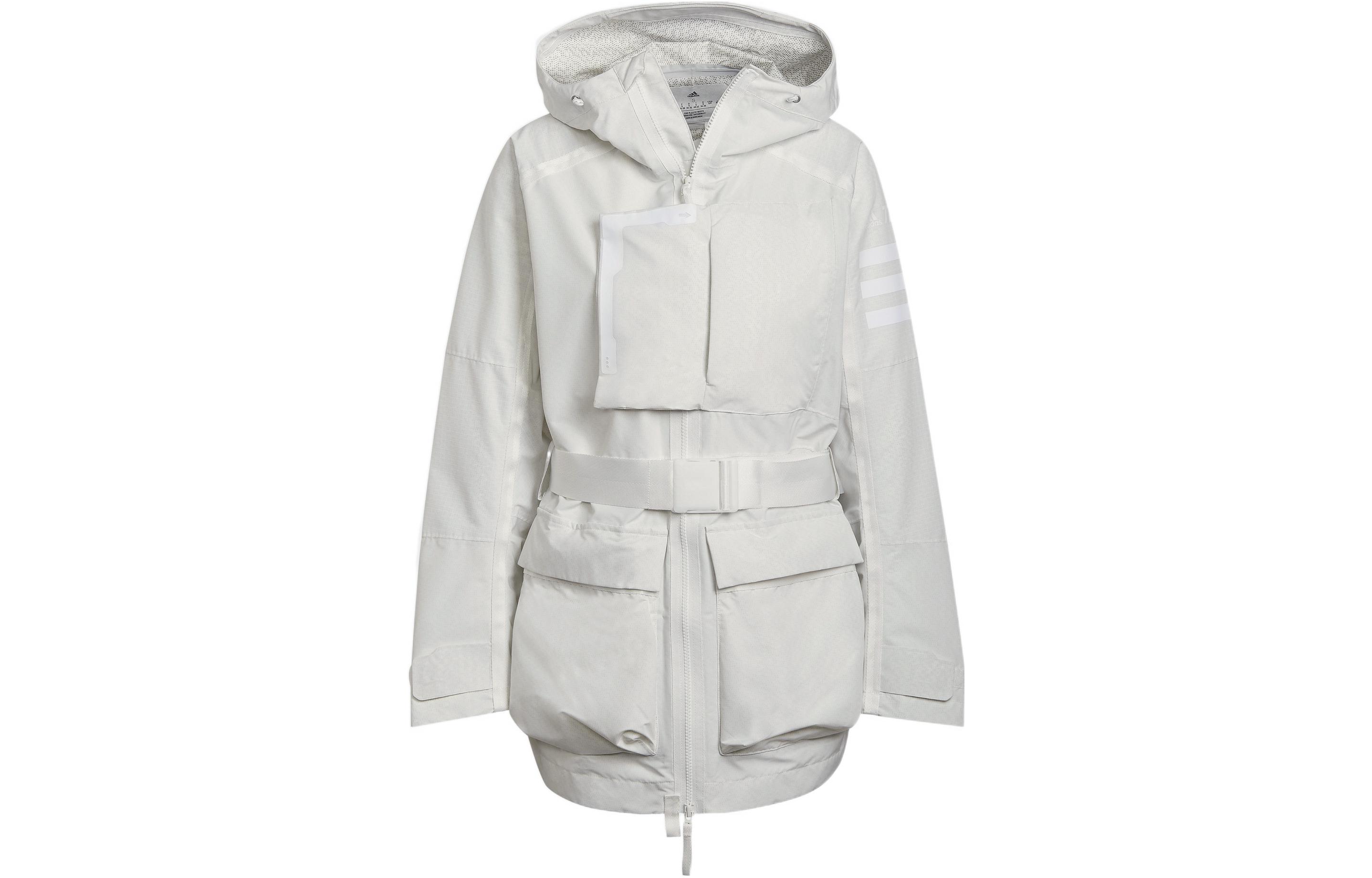 Buy (Women) adidas  Solid Color Outdoor Sport Hooded Jacket Cream White H48573