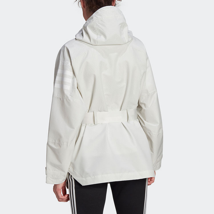 Shop (Women) adidas  Solid Color Outdoor Sport Hooded Jacket Cream White H48573