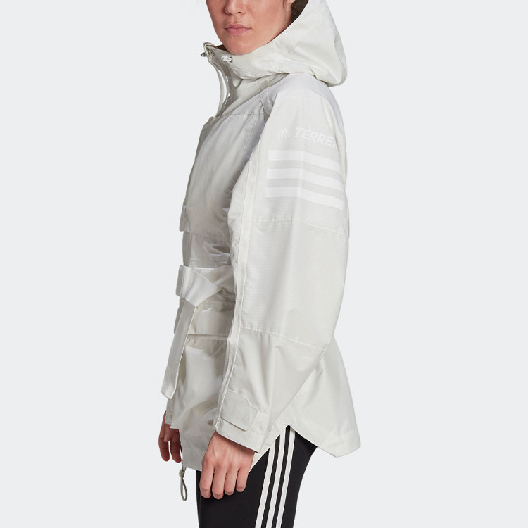 Purchase (Women) adidas  Solid Color Outdoor Sport Hooded Jacket Cream White H48573