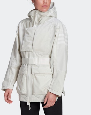 (Women) adidas Solid Color Outdoor Sport Hooded Jacket Cream White H48573 Details for (Women) adidas Solid Color Outdoor Sport Hooded Jacket Cream White H48573