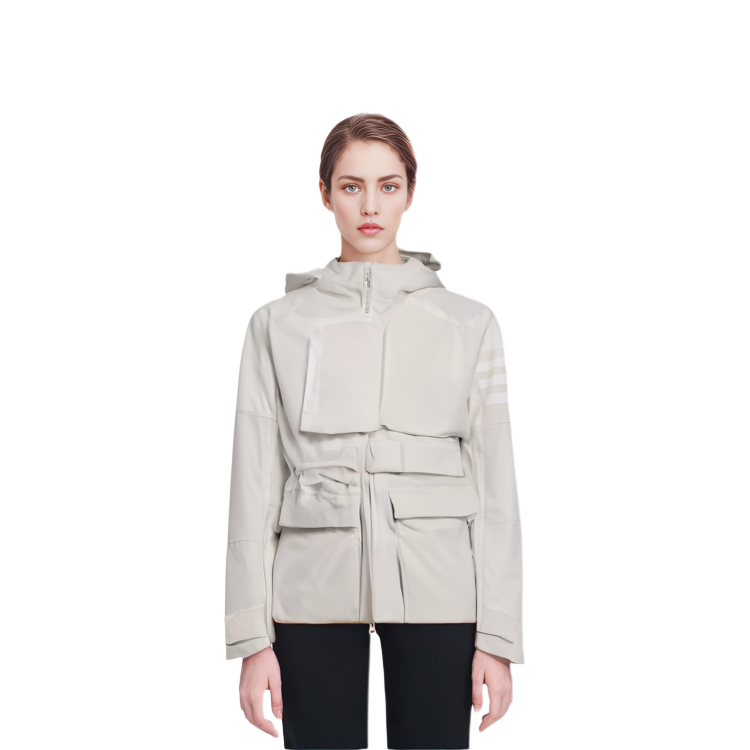 Sizing (Women) adidas  Solid Color Outdoor Sport Hooded Jacket Cream White H48573