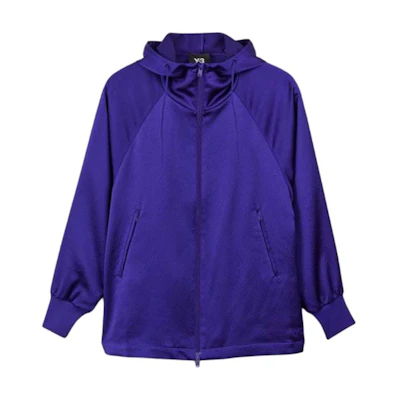 (Women) adidas Solid Color Zip-Up Hooded Loose Jacket - Blue. JE3425