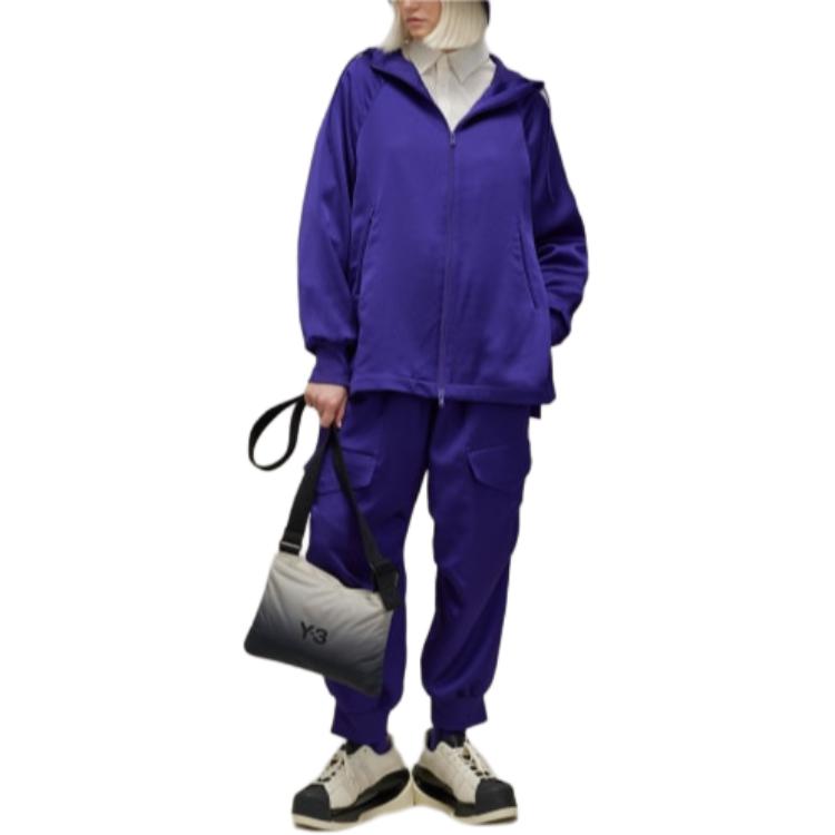 Shop (W) adidas Jaket Hoodie Longgar Warna Solid dengan Resleting - Biru. JE3425