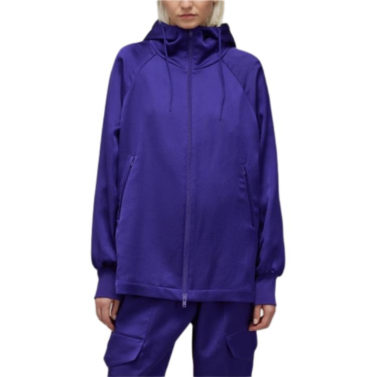 Purchase (W) adidas Jaket Hoodie Longgar Warna Solid dengan Resleting - Biru. JE3425