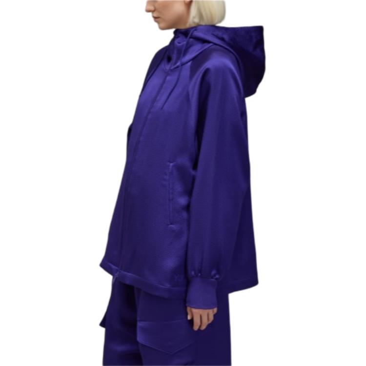 Details for (W) adidas Jaket Hoodie Longgar Warna Solid dengan Resleting - Biru. JE3425