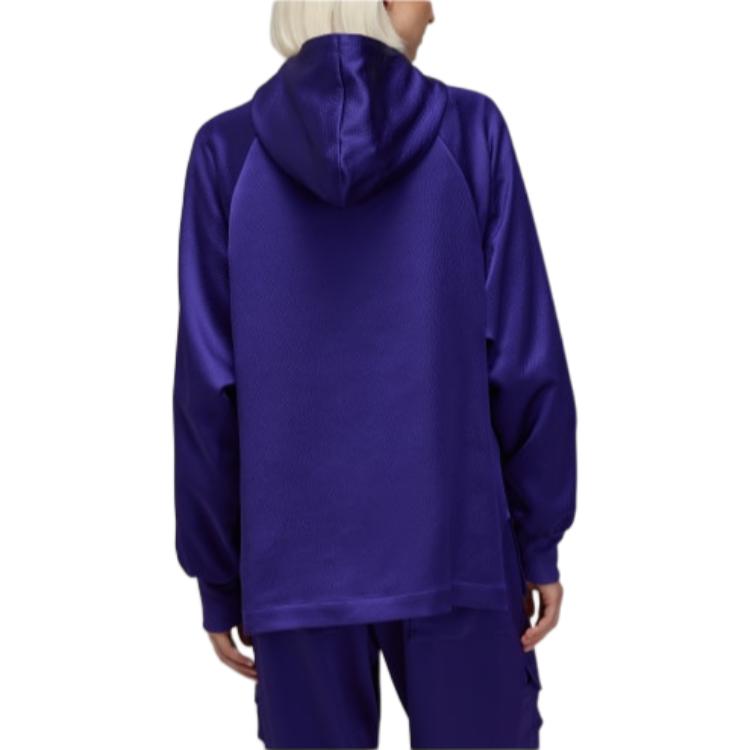 Sizing (W) adidas Jaket Hoodie Longgar Warna Solid dengan Resleting - Biru. JE3425