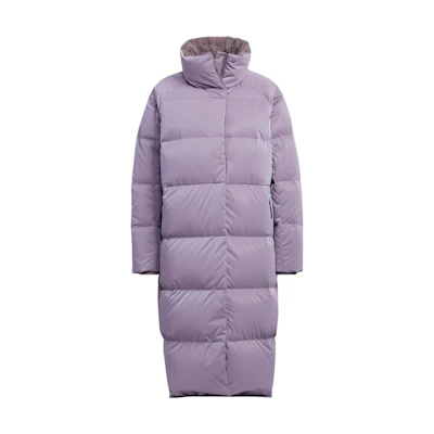 (Women) adidas W Goose Down Mid-Length Purple Puffer Jacket with Logo Patch. HN2119