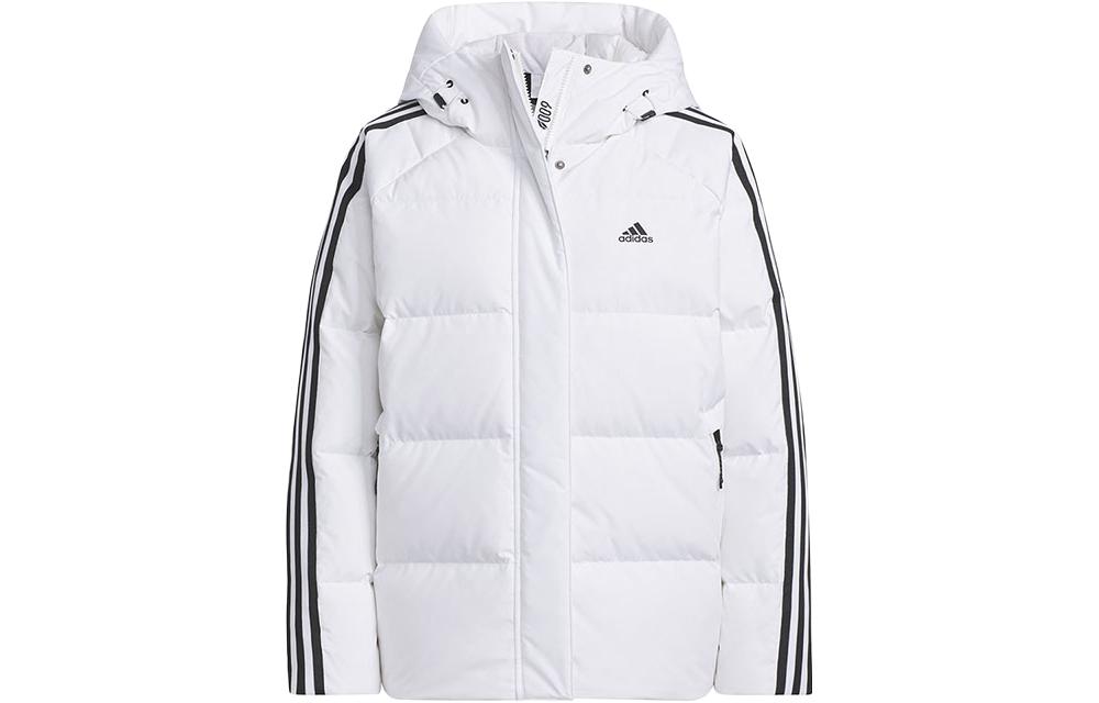 (Women) adidas  White Down Jacket with Side Stripe Sleeves and Hood IT8721