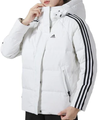 (W) 阿迪达斯白色带侧条纹袖和连帽羽绒夹克 IT8721 Purchase (W) 阿迪达斯白色带侧条纹袖和连帽羽绒夹克 IT8721