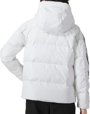 (W) 阿迪达斯白色带侧条纹袖和连帽羽绒夹克 IT8721 Details for (W) 阿迪达斯白色带侧条纹袖和连帽羽绒夹克 IT8721