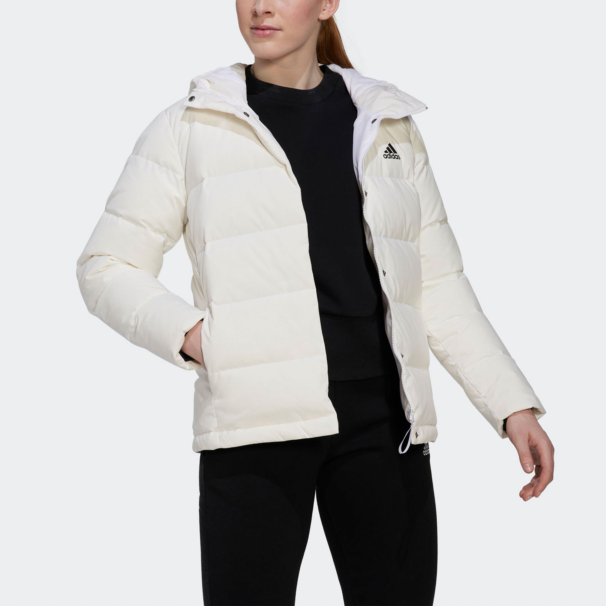 Details for (Women) adidas  White Logo Hoodie Jacket - Lightweight Windproof Down HG4887
