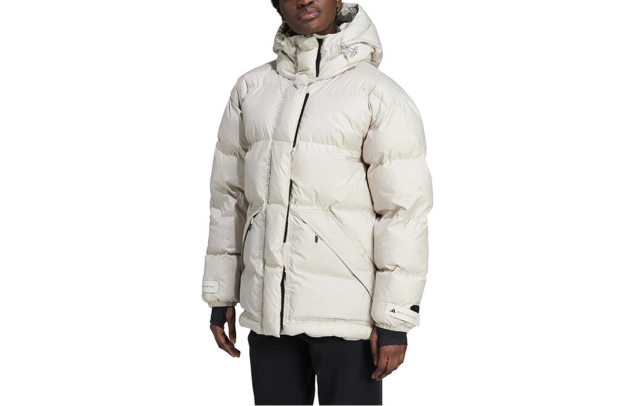 (Women) adidas  White Mid-Length Hooded Puffer Jacket Casual Thick Warm Coat IN2821 圖 2