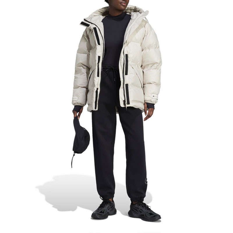 (Women) adidas  White Mid-Length Hooded Puffer Jacket Casual Thick Warm Coat IN2821 圖 4