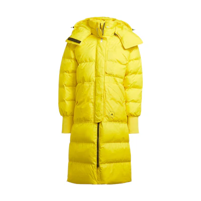 (Women) adidas Yellow Solid Color Zip-Up Puffer Jacket Hoodie. HG6894