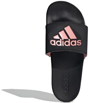 adidas Adilette舒適滑鞋 女版 黑粉色 拖鞋 Shop adidas Adilette舒適滑鞋 女版 黑粉色 拖鞋