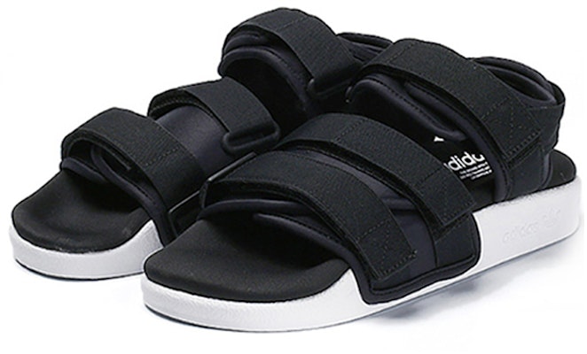 (Women) adidas Adilette Sandal Beach Sports White Sandals 'Black White' S75382 Lookbook (Women) adidas Adilette Sandal Beach Sports White Sandals 'Black White' S75382