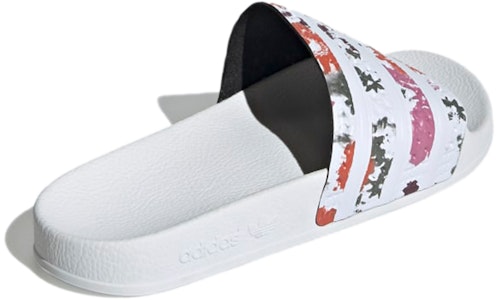adidas originals Adilette 滑梯 女款 白色 花卉 拖鞋 Shop adidas originals Adilette 滑梯 女款 白色 花卉 拖鞋