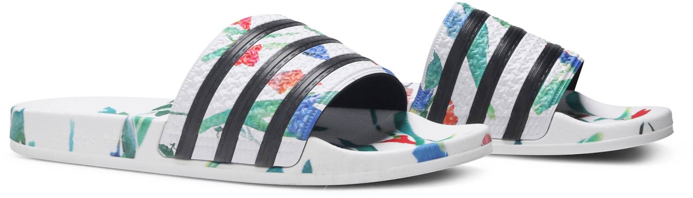 (W) アディレッタ スライド "ホワイトフローラル" EE4851 Cheap (W) アディレッタ スライド "ホワイトフローラル" EE4851