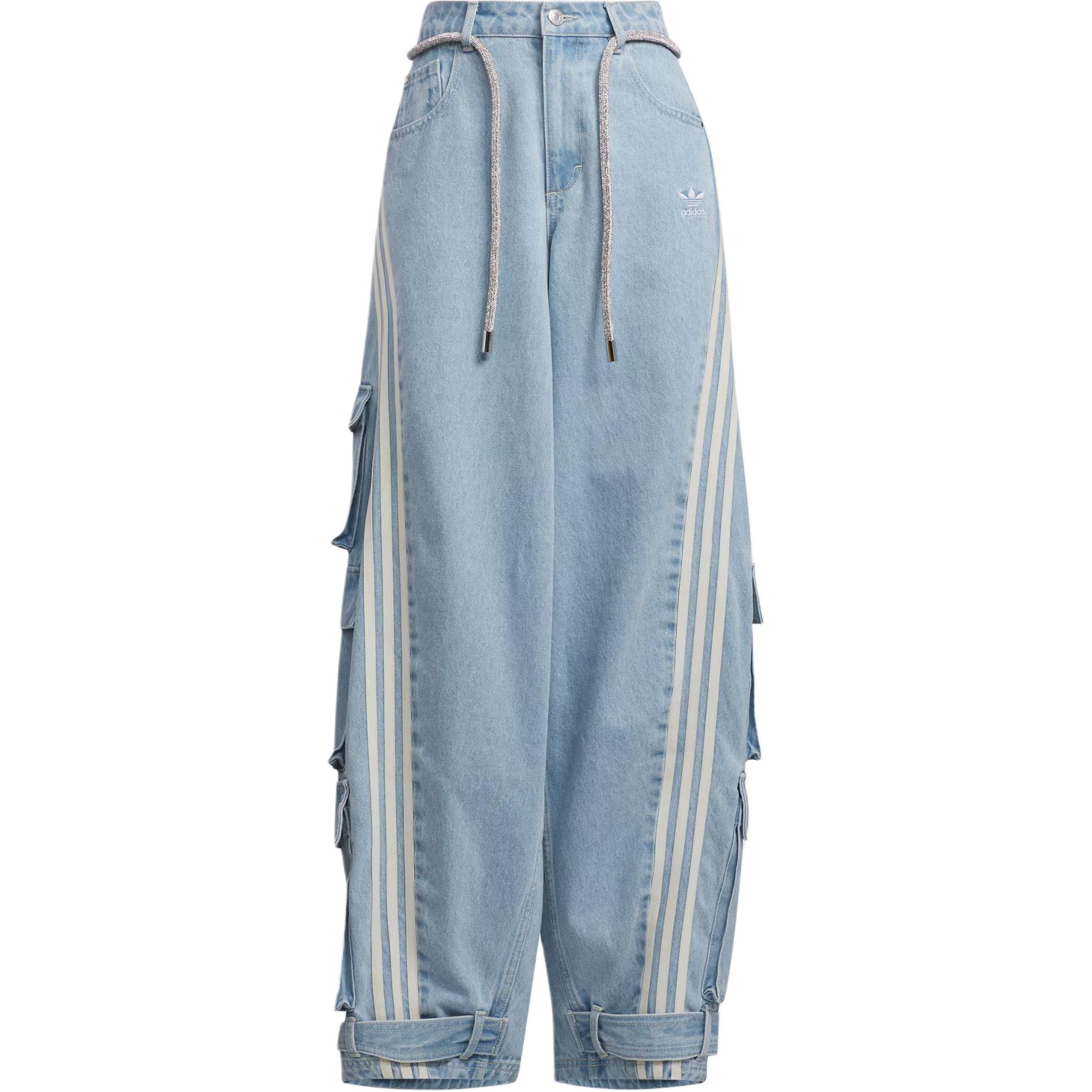 (Women) adidas Adillenium  Relaxed Fit Wide Leg Denim Pants Clear Blue. JY4515
