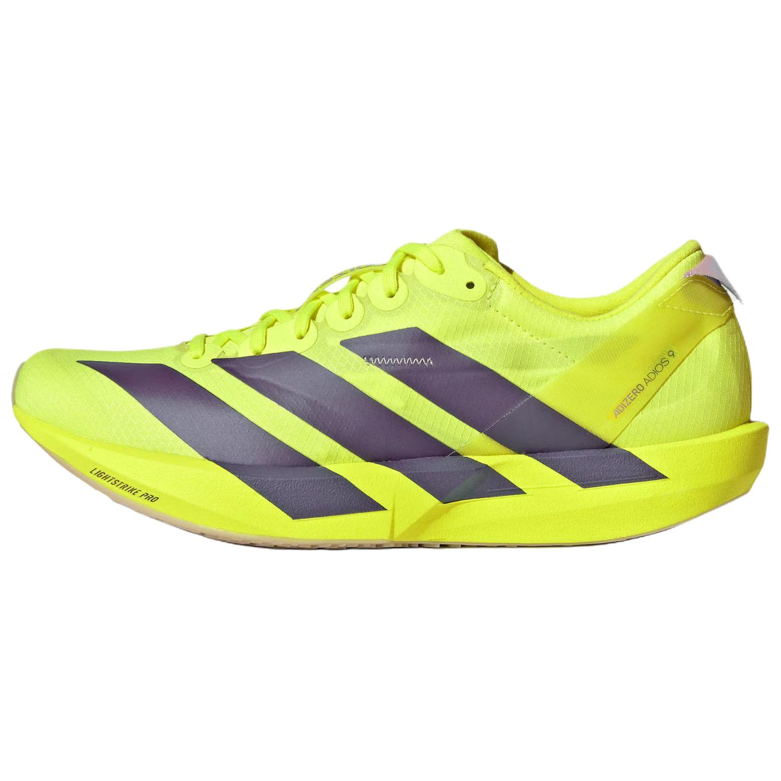 (Women) adidas Adizero Adios 9 Running Shoes Bright Yellow Purple Classic Comfort JQ0778
