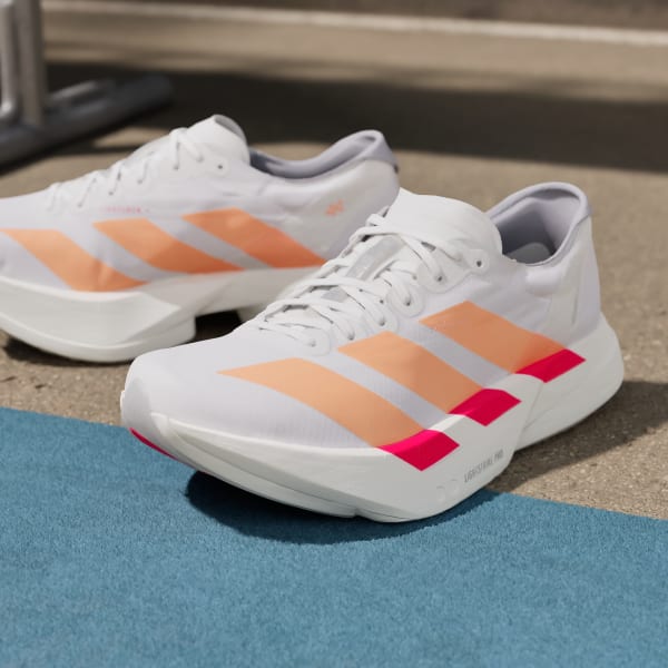 Cheap (Women) Adidas Adizero Adios Pro 4 Cloud White/Beam Orange/Lucid Red JR7087