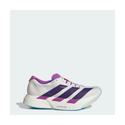 (W) Adidas Adizero Adios Pro 4 Core White/Collegiate Purple/Semi Blue Burst