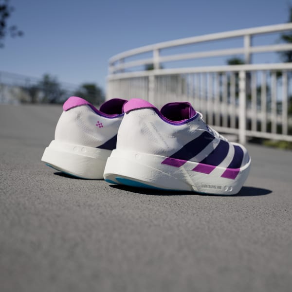 Details for (W) Adidas Adizero Adios Pro 4 Putih Inti/Ungu Kolegiat/Biru Semi Burst JP6397