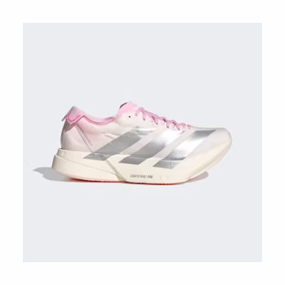 (W) Adidas Adizero Adios Pro 4 Running Shoes Core White/Silver Metallic/Clear Pink