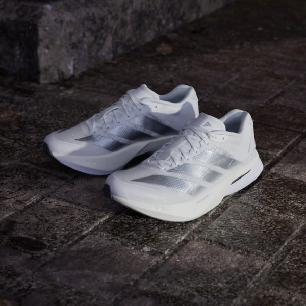 Details for (W) Adidas Adizero Boston 13 Blanc Nuage/Argent Mat/Gris Clair JS4948