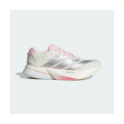 (W) Adidas Adizero Boston 13 Running Shoes Core White/Silver Metallic/Clear Pink