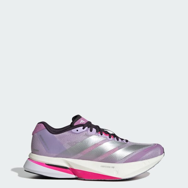 (Women) Adidas Adizero Boston 13 Running Shoes Powder Plum/Silver Metallic/Shock Pink JS4955
