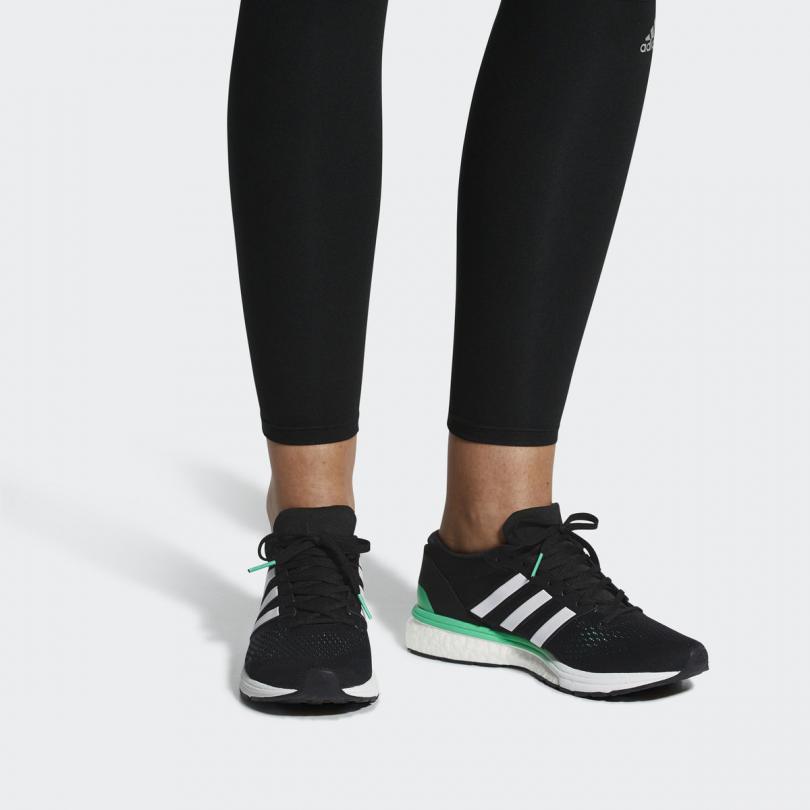 Sizing (W) adidas Adizero Boston 6 ''Schwarz Weiß Grün'' BB6421