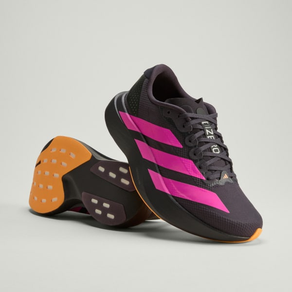 (Women) adidas Adizero EVO SL Woven - Lightweight Performance Running Shoes Aurora Black/Shock Pink/Lucid Tangerine KI6931