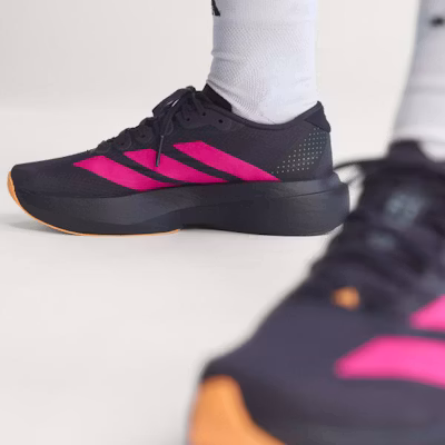 (Women) adidas Adizero EVO SL Woven - Lightweight Performance Running Shoes Aurora Black/Shock Pink/Lucid Tangerine KI6931 4