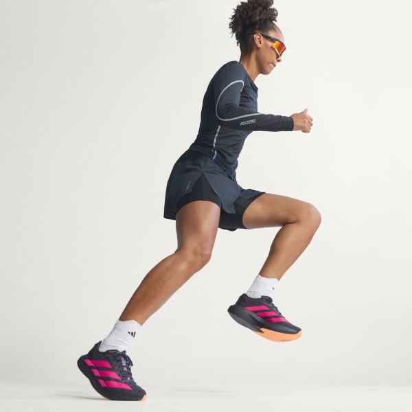 Lookbook (Women) adidas Adizero EVO SL Woven - Lightweight Performance Running Shoes Aurora Black/Shock Pink/Lucid Tangerine KI6931