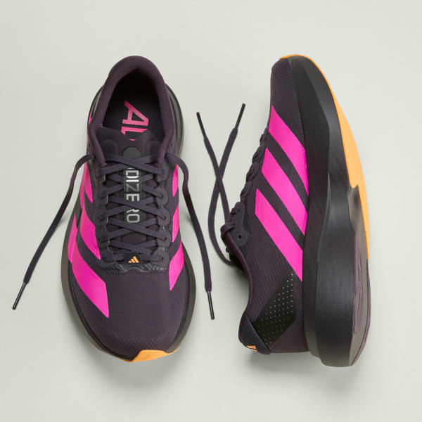Purchase (Women) adidas Adizero EVO SL Woven - Lightweight Performance Running Shoes Aurora Black/Shock Pink/Lucid Tangerine KI6931