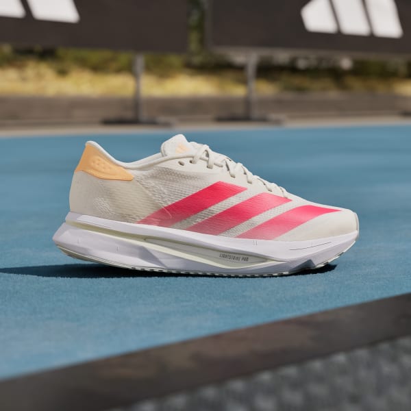 Shop (W) Adidas Adizero SL 2 Off White/Lucid Red/Acid Orange Sneakers JQ3132