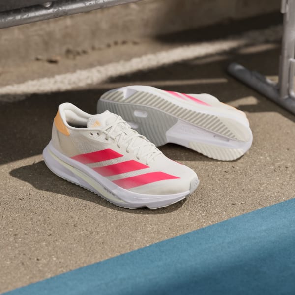 Cheap (Women) Adidas Adizero SL 2 Off White/Lucid Red/Acid Orange JQ3132