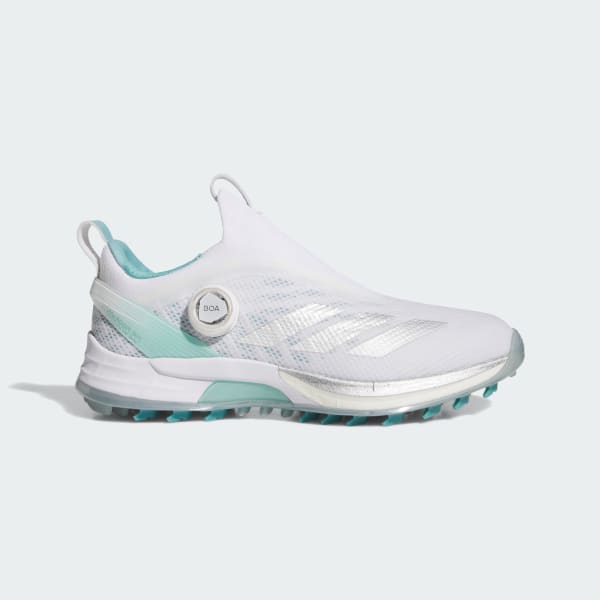 (Women) Adidas adizero ZG BOA Spikeless Golf Shoes Cloud White/Silver Metallic/Semi Flash Aqua JQ7751