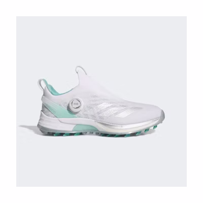 (W) Adidas adizero ZG BOA Spikeless Golf Shoes Cloud White/Silver Metallic/Semi Flash Aqua