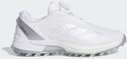 (Women) Adidas Adizero ZG Low Cut Boa Spikeless Golf Shoes Cloud White/Silver Metallic/Grey Two JS1764 (Women) Adidas Adizero ZG Low Cut Boa Spikeless Golf Shoes Cloud White/Silver Metallic/Grey Two JS1764